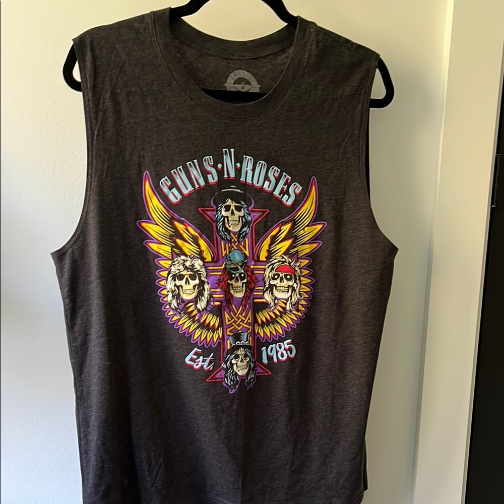 Grey Guns N Roses Muscle Tee